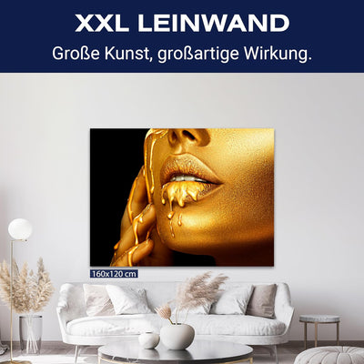 wandmotiv24 Leinwand-Bild Gold Collection, Grösse 60x45cm, Querformat, Frau mit Goldener Farbe, Top-