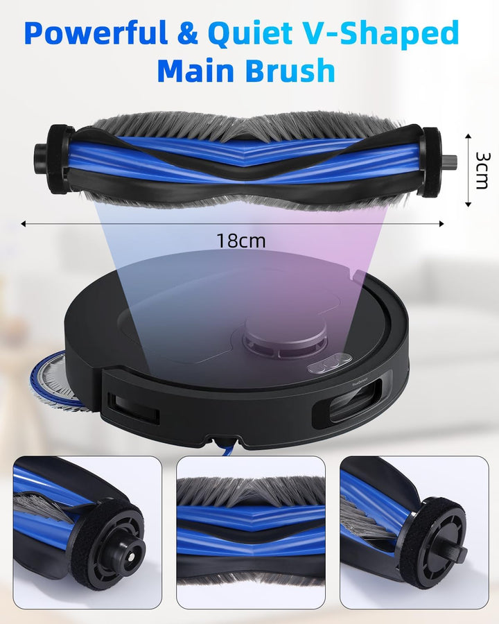 Zubehörset für ECOVACS DEEBOT T30C Omni / T30C Omni Gen2 Saugroboter, 1 Hauptbürste, 4 Filter, 6 Wis