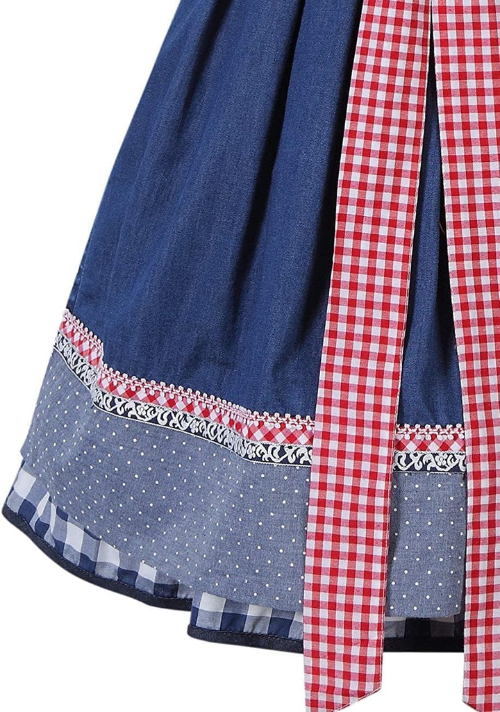 chuangminghangqi Oktoberfest Damen Outfit Dirndl Damen Midi Kariert Kleid Hochzeit Gast Dirndlbluse