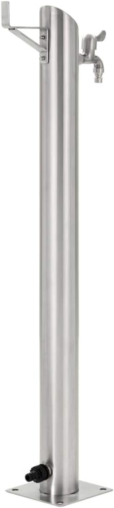 Festnight Garten Wassersäule Edelstahl Rund 95 cm | Wasserzapfsäule