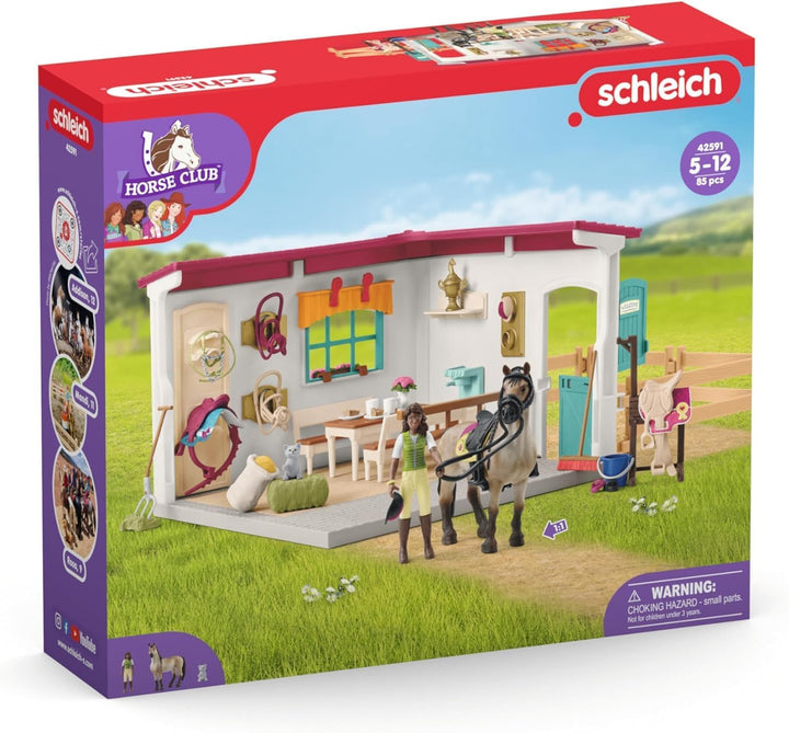 schleich 42591 HORSE CLUB Sattelkammer, 85 Teile Spielset mit schleich Pferde Figur, vollbeweglicher