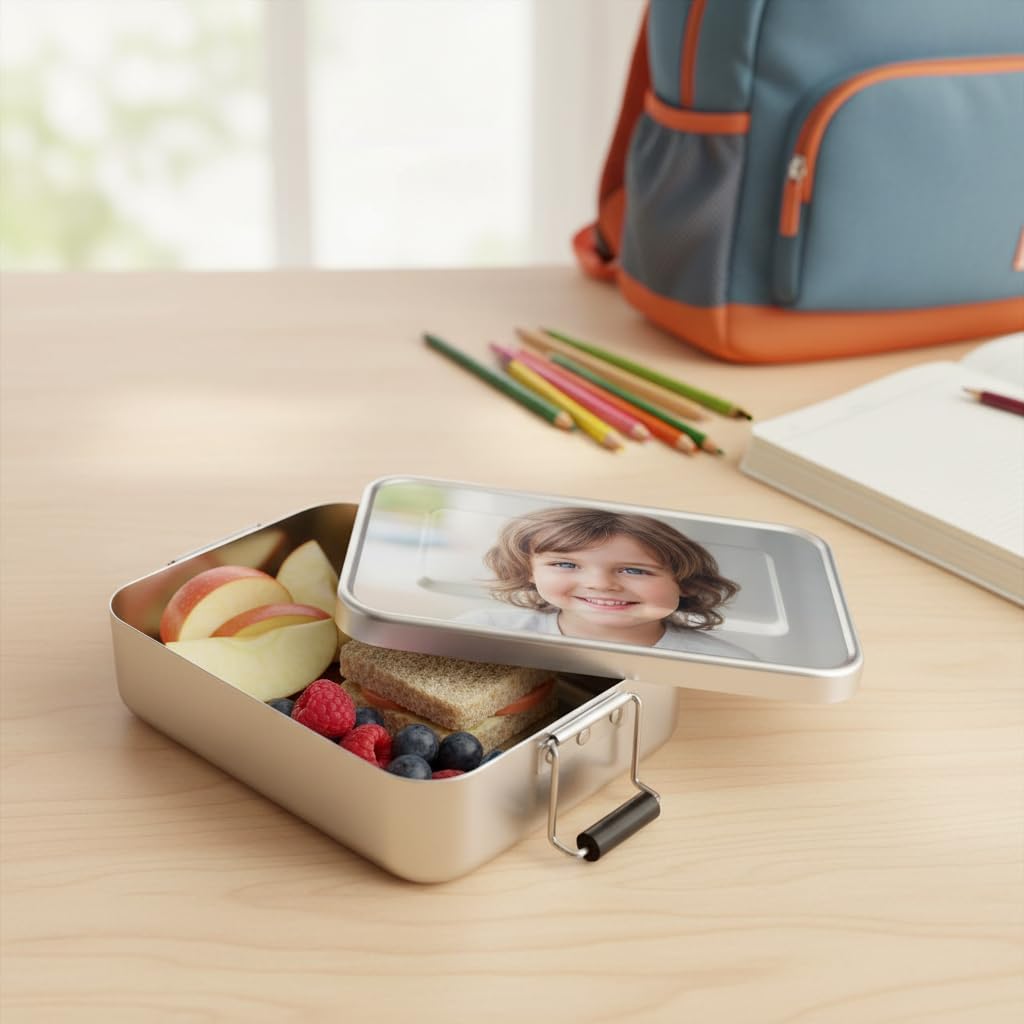 PhotoFancy® Alu-Brotdose personalisierbar – mit Foto oder Text – Retro Lunchbox aus Aluminium – Dire