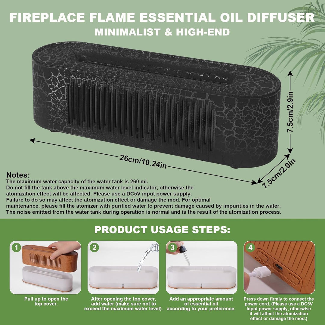 Vulkan Luftbefeuchter Flammen Aroma Diffusor: 260ml Ultra-Leiser Ätherischer Öle Diffusor mit 7 Farb