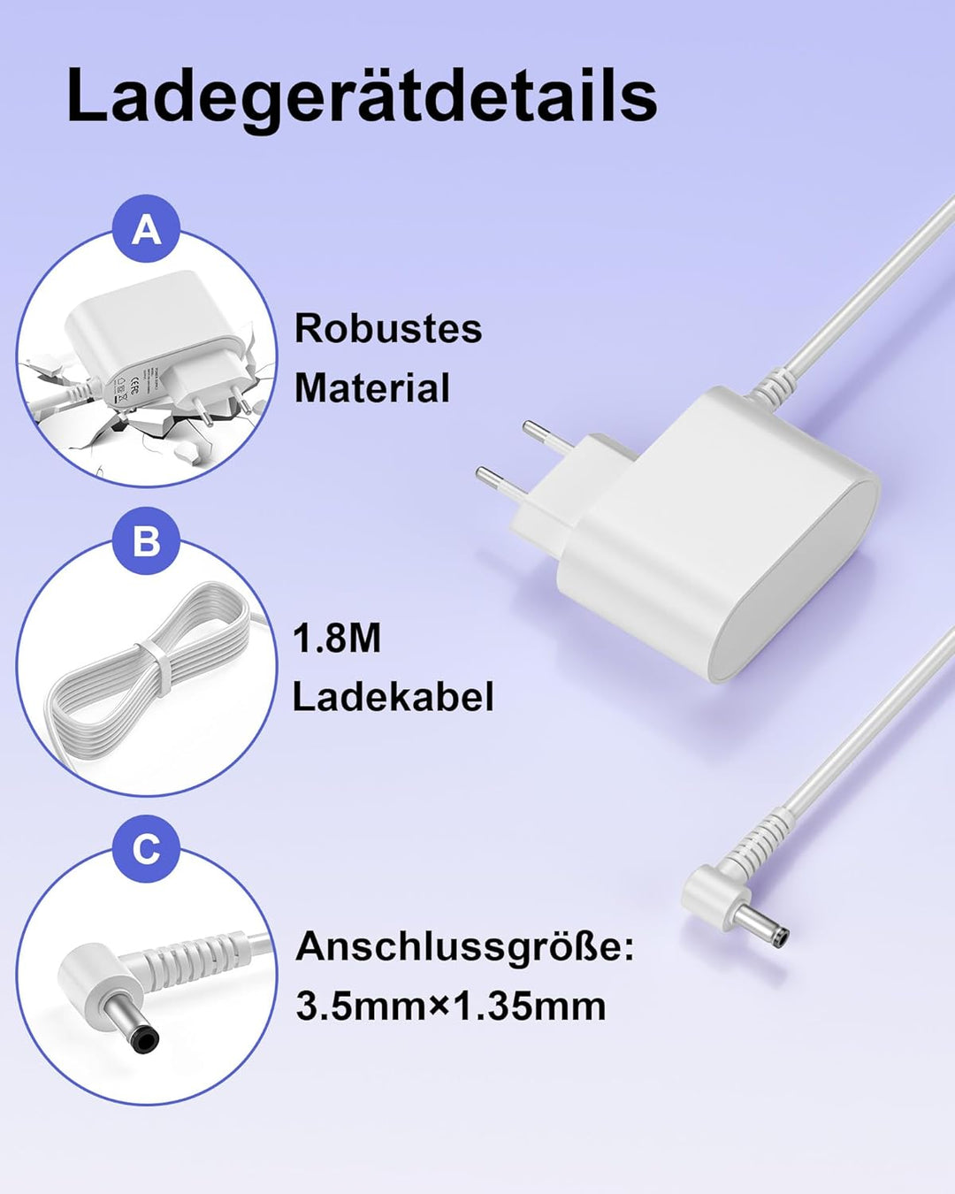 24V Luftreiniger Netzteil Kompatibel mit Philips Series 600 AC0650 und AC0651 Luftreiniger Ladekable