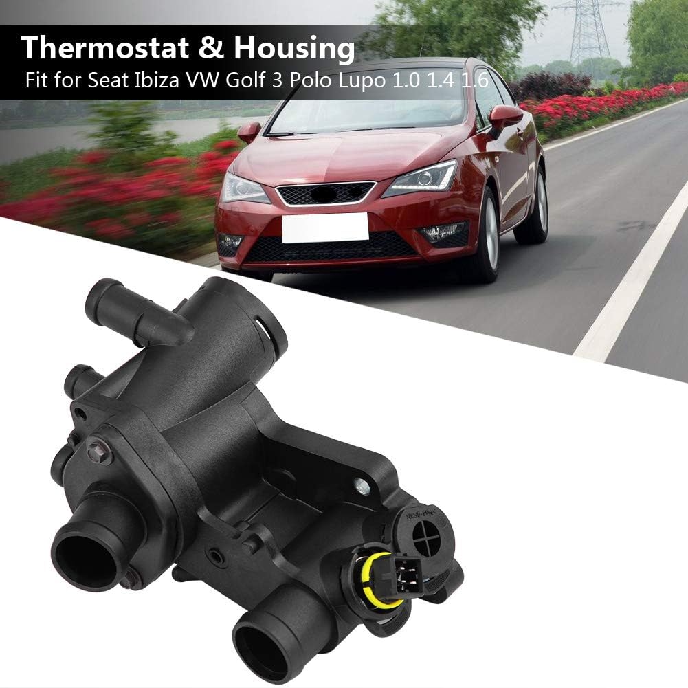 KIMISS Kühlwasser Auslass Thermostat für Automotor Kühlmittel Thermostat + Gehäuse für 1.0 1.4 1.6 0