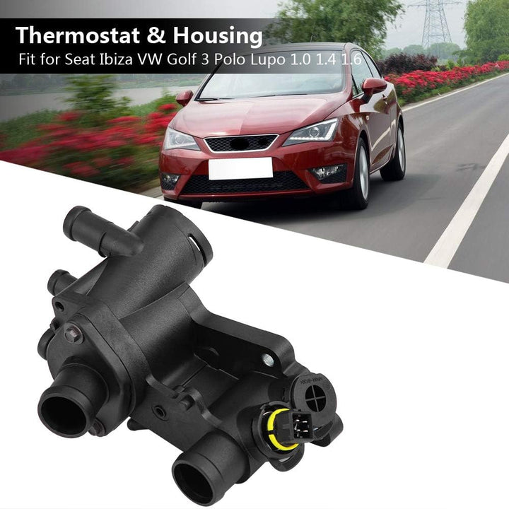 KIMISS Kühlwasser Auslass Thermostat für Automotor Kühlmittel Thermostat + Gehäuse für 1.0 1.4 1.6 0