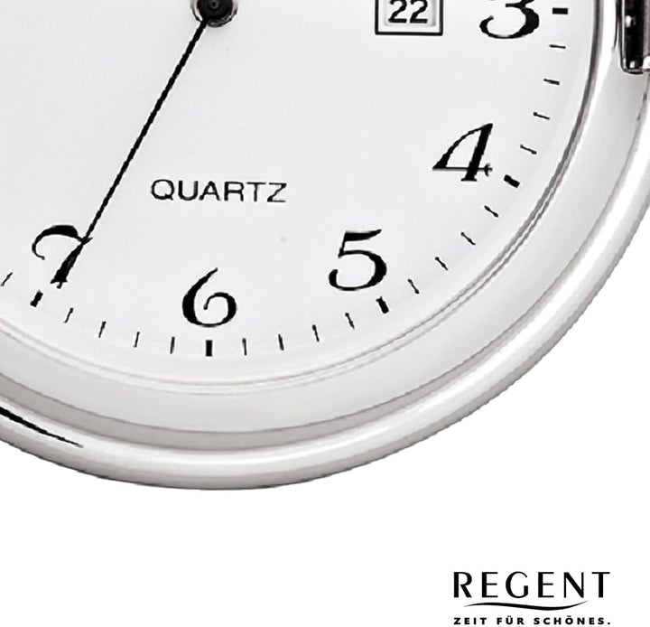 REGENT Herren Taschenuhr Savonnette Klappdeckel 47 MM Quarz Weisses Zifferblatt Arabische Zahlen Dat