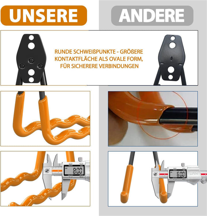 3-H 20 Stück Wandhaken Garage Schwerlast Haken Doppelhaken Garage Storage Hooks mit Fahrradhaken Auf