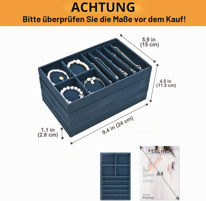 ProCase Schmucktablett Organizer Set mit 4 Schmuckschalen, Stapelbar Schmuck Schublade Organizer, Sc