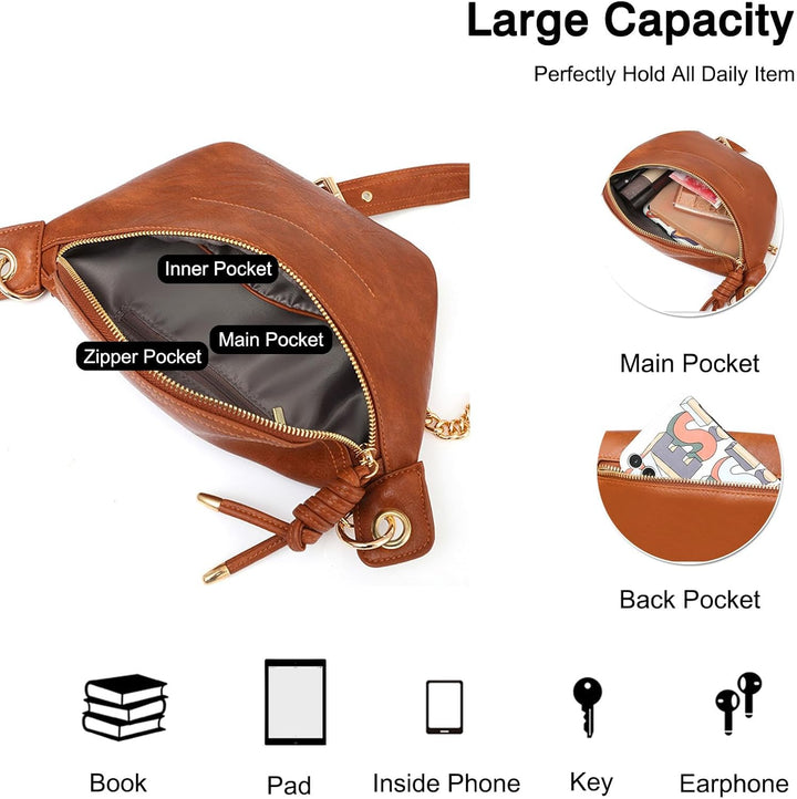 FANDARE Elegant Brusttasche Damen Handy Umhängetasche PU Leder Sling Bag Damen zum Umhängen Schulter