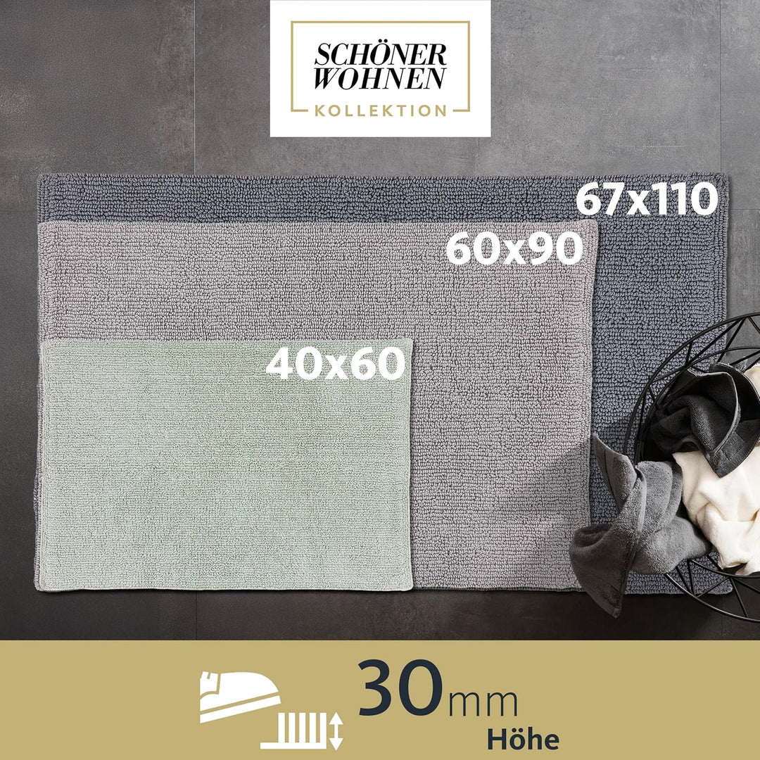Schöner Wohnen Kollektion Badteppich einfarbig Mint 40 x 60 cm – waschbare Badematte rutschfest - 10