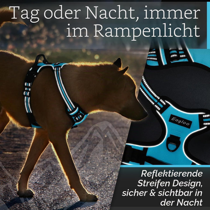 Eagloo Hundegeschirr Kleine Hunde, Anti Zug Hundegeschirr mit Reflexstreifen und Kontrolle, Verstell