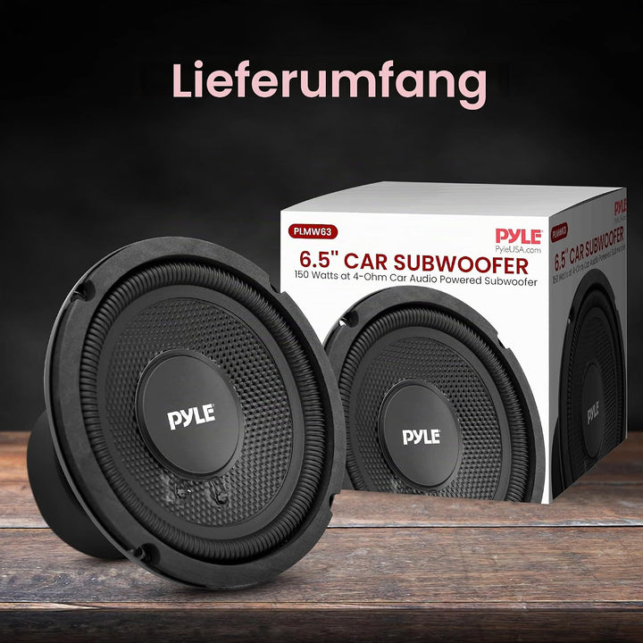 Pyle 1 PLMW63 Subwoofer, 16,5 cm, 165 mm, 6,5 Zoll Durchmesser, 75 Watt RMS, 150 Watt max., einzelne