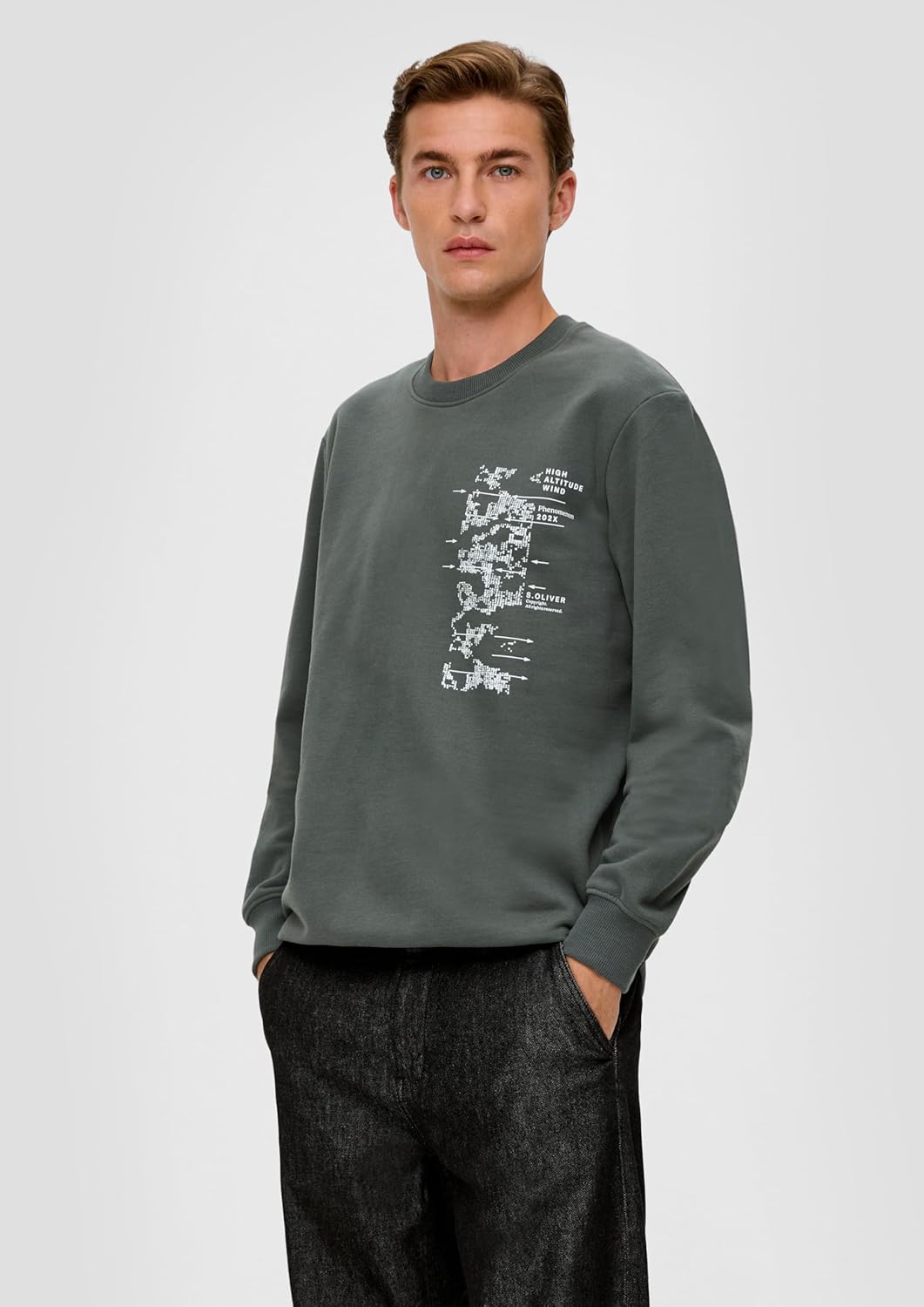 s.Oliver Herren Sweatshirt Langarm S Grün, S Grün