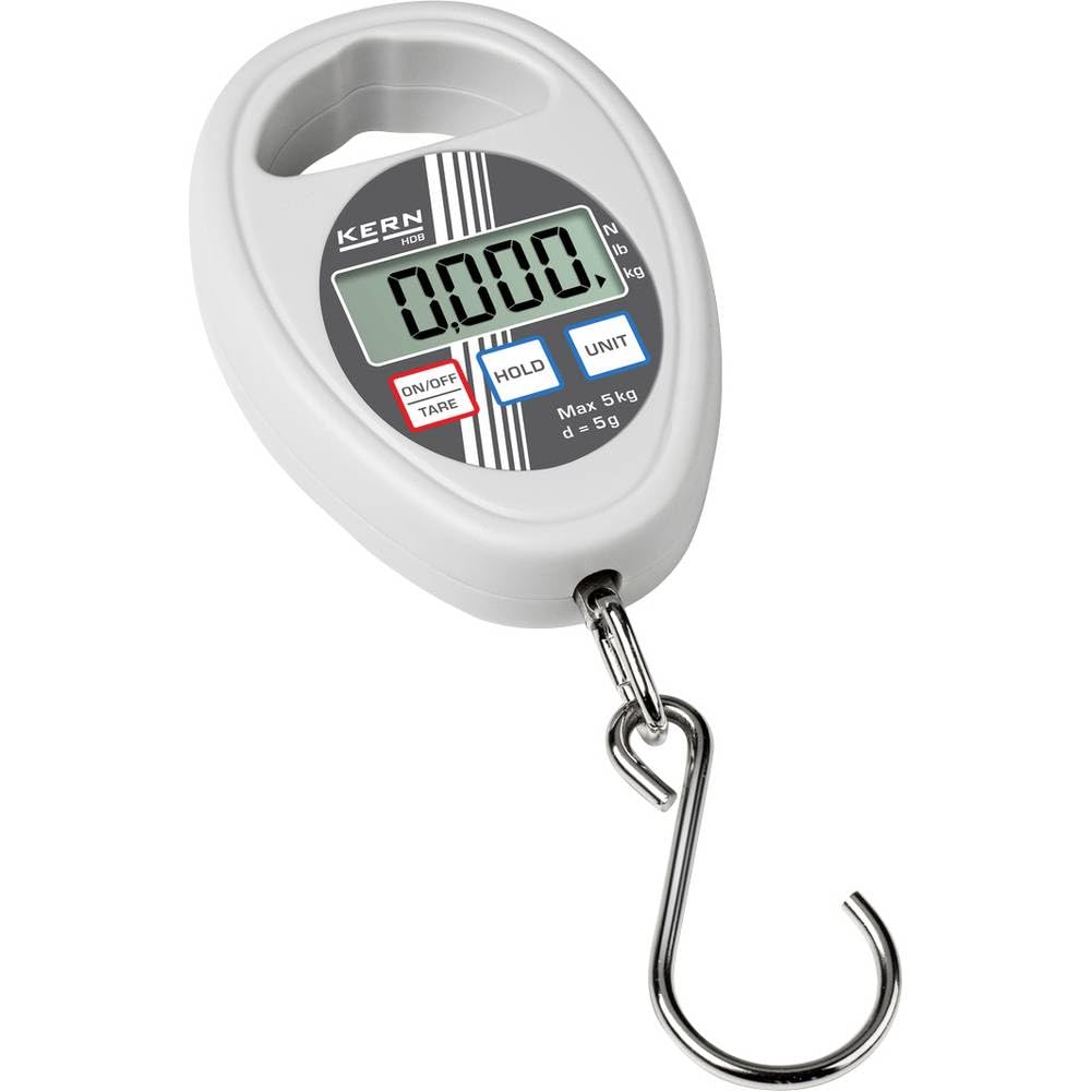 KERN Hängewaage HDB 5K5N (Wägebereich 5 kg, Ablesbarkeit 5 g, Hold-Funktion, Universalwaage, für Kon