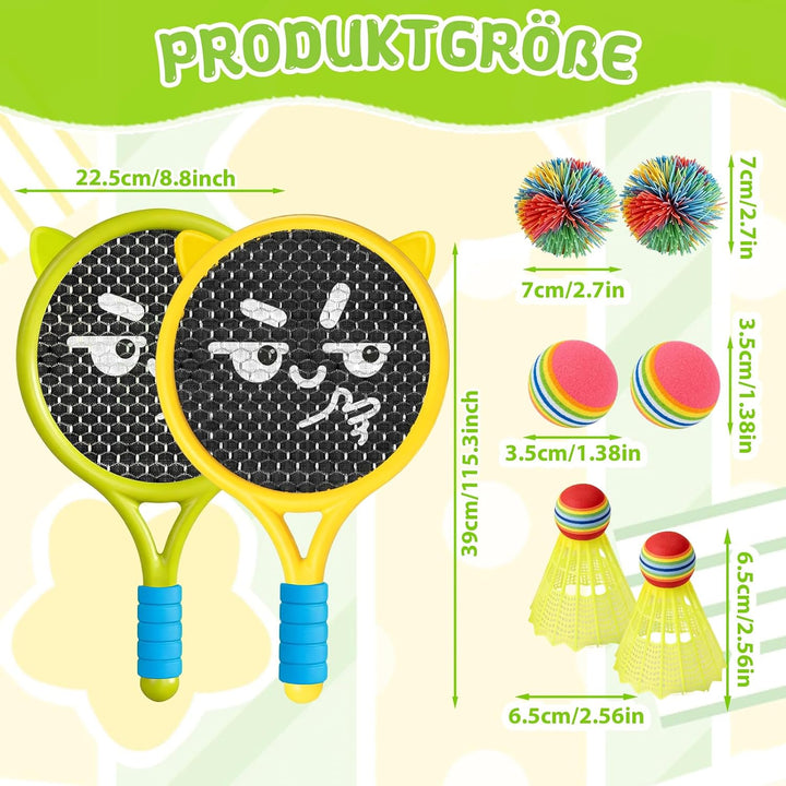 Kinder Schläger Set, Anfänger Outdoor Spiele für Kinder | Leichte Badminton &amp; Tennisschläger Set, Po