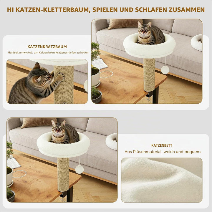 Katze Bett für Dest, Katzes Schreibtisch Bett mit Scritching Post, Platzsparende Katze Möbel, Perch