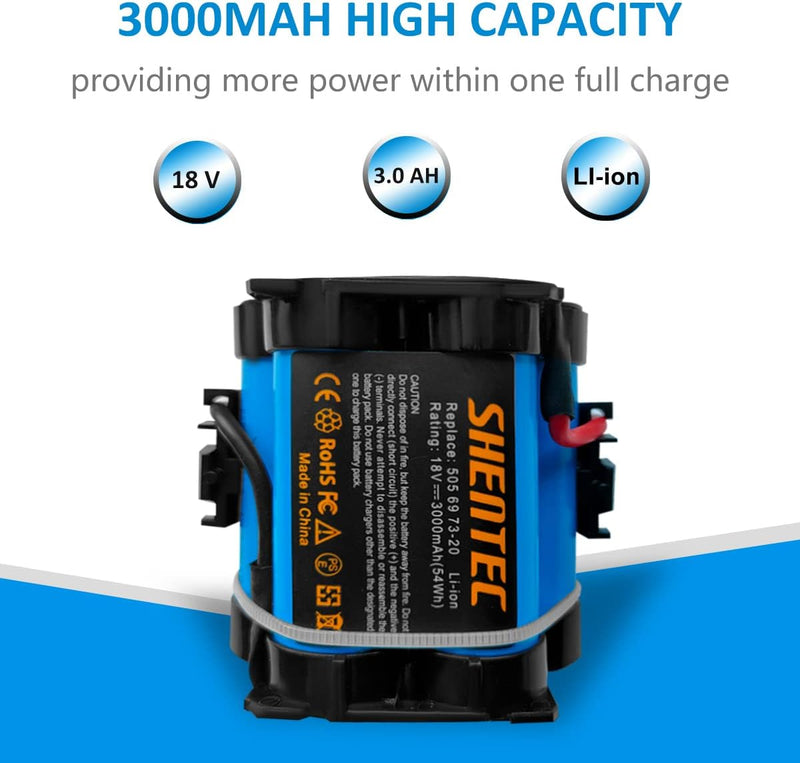 2X Shentec 18V 3000mAh Akku Lithium Akku Kompatibel mit Gardena Mähroboter R80Li R75Li R70Li R50Li R