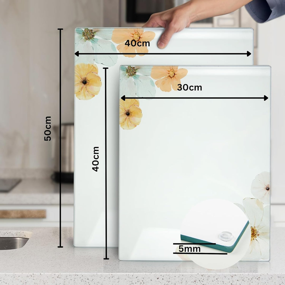 Kitchenville Glas-Schneidebrett, gross, 50 x 40 cm: Glas-Arbeitsplattenschutz für Küchen, langlebige