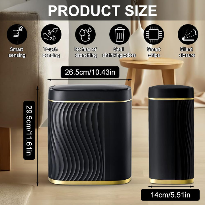 Schwarz 8L Automatischer Mülleimer Elektrisch mit Sensor - Badezimmer Mülleimer, Mülleimer Küche, Ge
