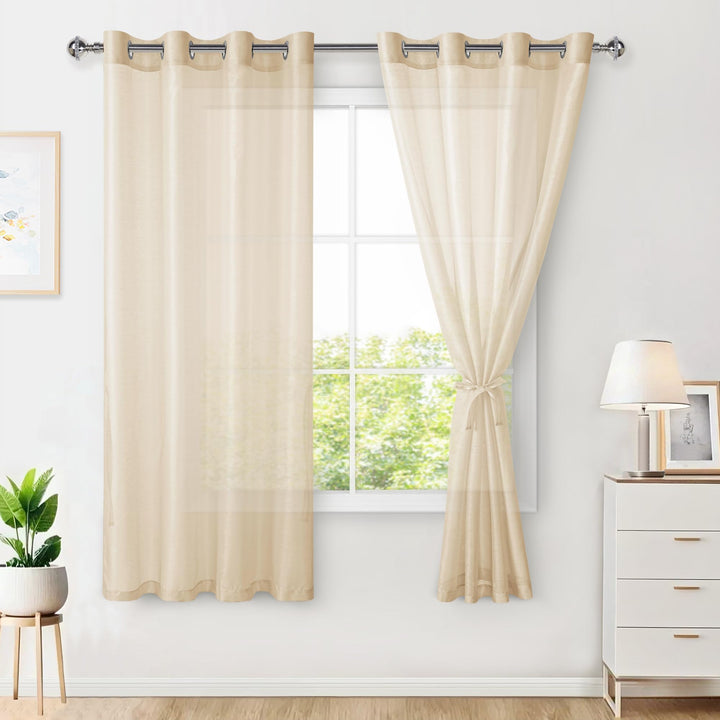 Hiasan 2er Set Sheer Voile gardinen vorhänge gardine Wohnzimmer mit ösen Curtains scheibengardinen V