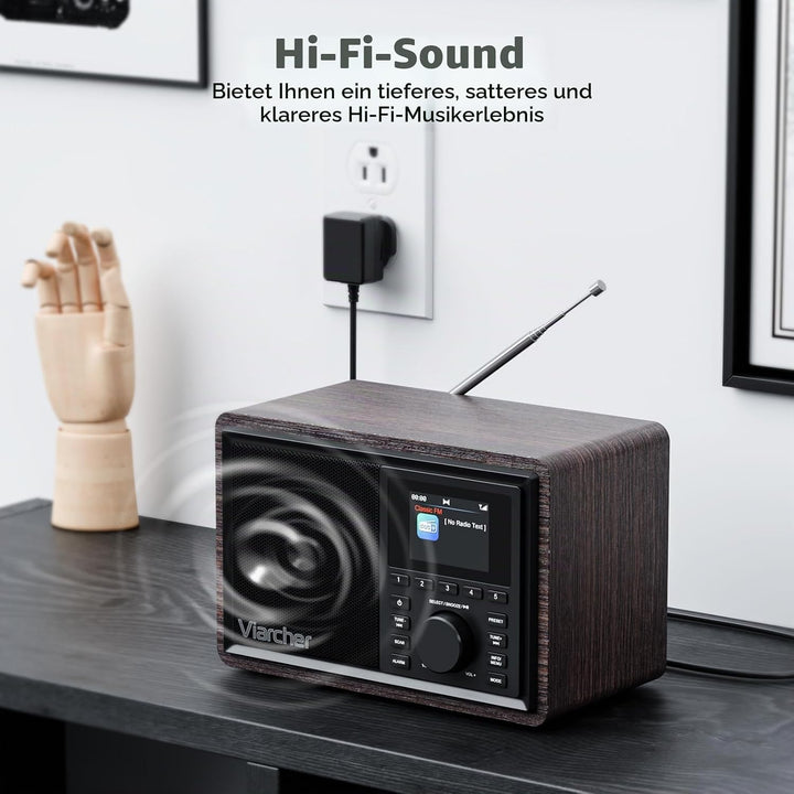 DAB/DAB+ &amp; FM Digitalradio mit Bluetooth, Küchenradio mit Dual-Weckfunktion, Schlaf-Timer, 60 Sender