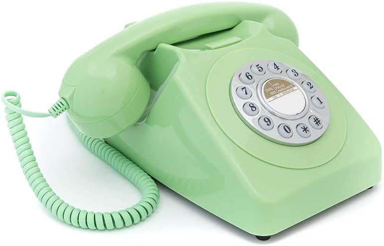 GPO 746PUSHGREEN - Nostalgie Telefon im 70er Jahre Design, Grün Green Einzelbett, Green Einzelbett