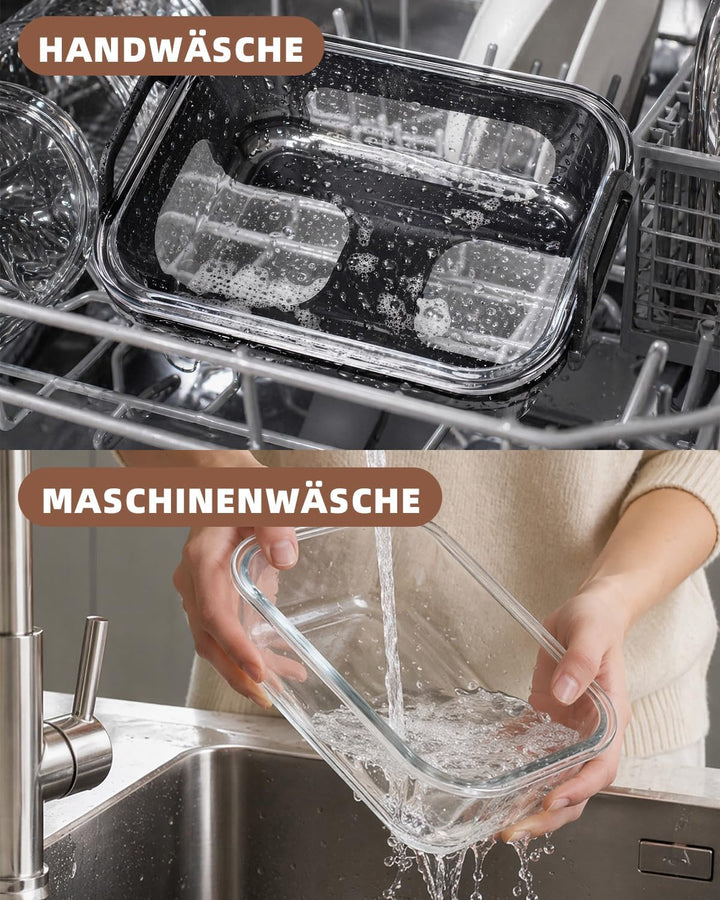 2 Stück Auflaufform Airfryer, Glas Heissluftfritteuse, BPA-frei, 2 Kammern