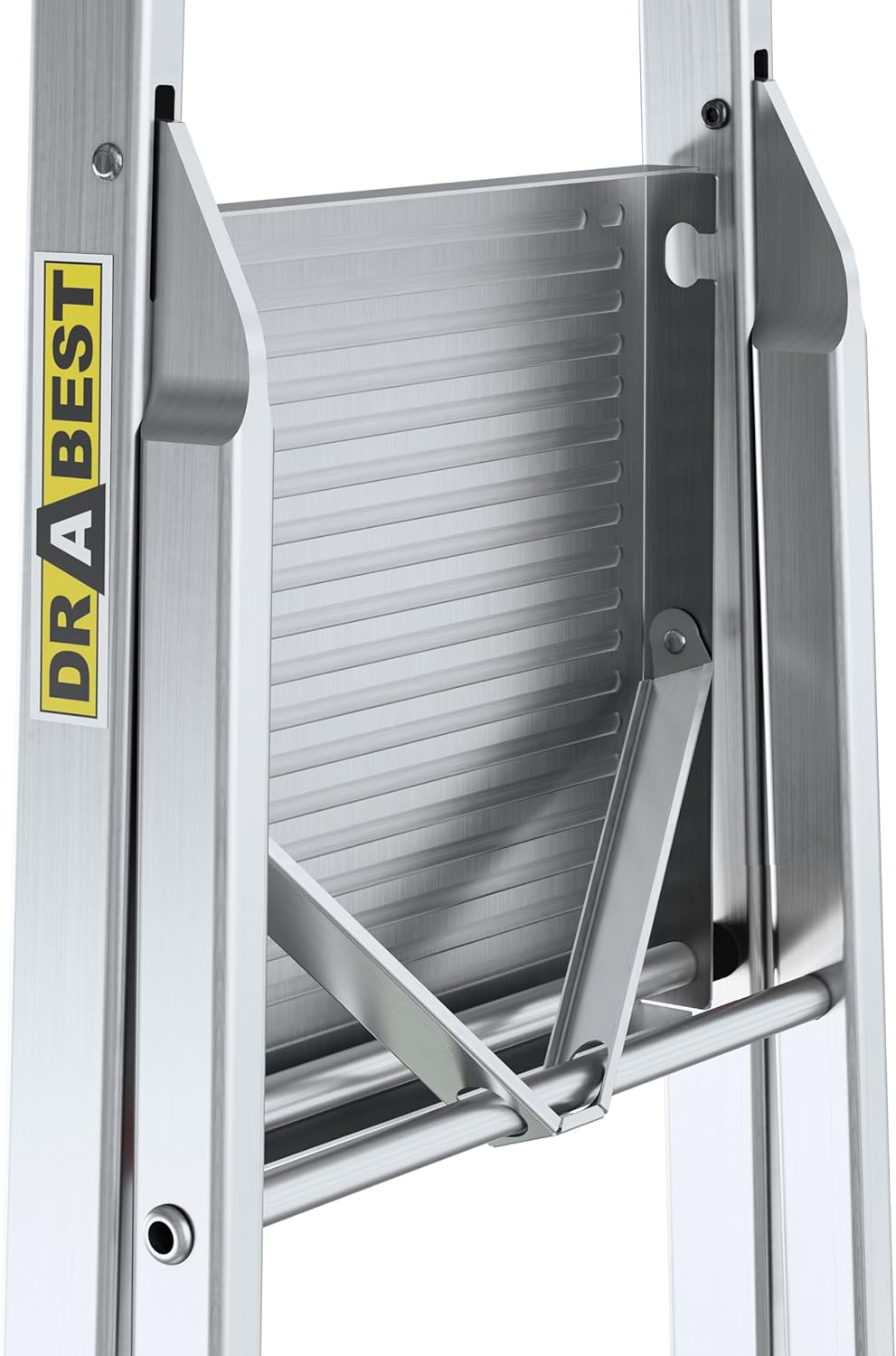 DRABEST Aluleiter mit Ablage, Stehleiter 3 Stufen, Trittleiter bis 125 kg, Haushaltleiter, Klapptrit