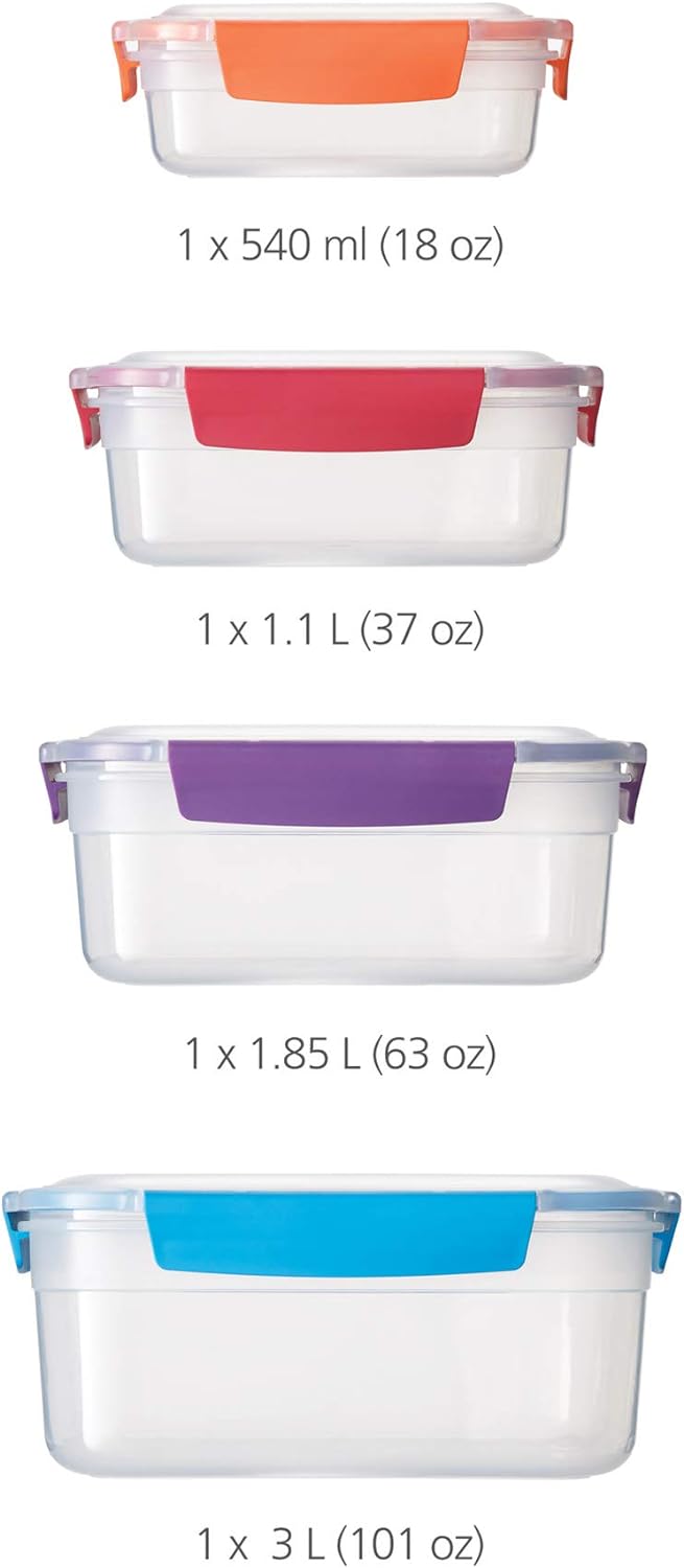 Joseph Joseph Nest Lock, 4 Stück Kunststoff Küche Lebensmittel Lagerung aufbewahrungsbox mit Deckel,