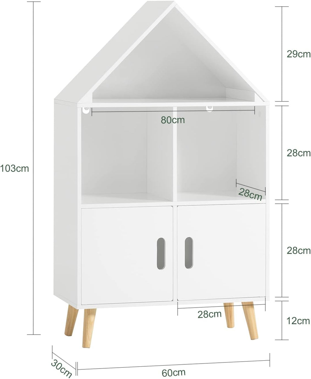 SoBuy KMB58-W Kinderregal mit Haus-Design Bücherregal für Kinder Aufbewahrungsregal Spielzeugregal K