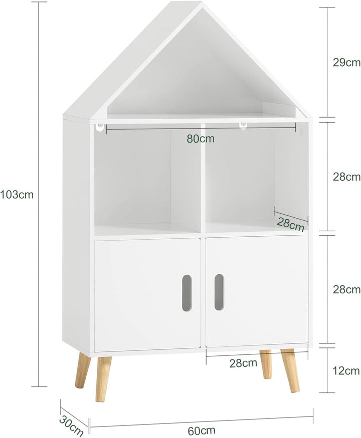 SoBuy KMB58-W Kinderregal mit Haus-Design Bücherregal für Kinder Aufbewahrungsregal Spielzeugregal K
