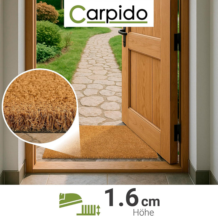 Carpido rutschfeste Kokosmatte - 60 x 90 cm Natur - Nachhaltige Naturfaser für den überdachten Ausse