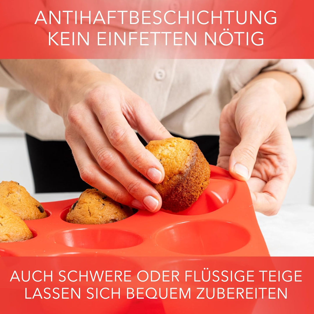 AVANA Muffinblech aus Silikon für 12 Muffins BPA-frei Antihaftbeschichtung Muffin Form Cupcake Backb