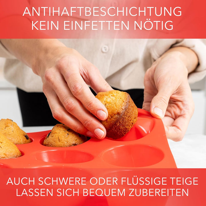 AVANA Muffinblech aus Silikon für 12 Muffins BPA-frei Antihaftbeschichtung Muffin Form Cupcake Backb