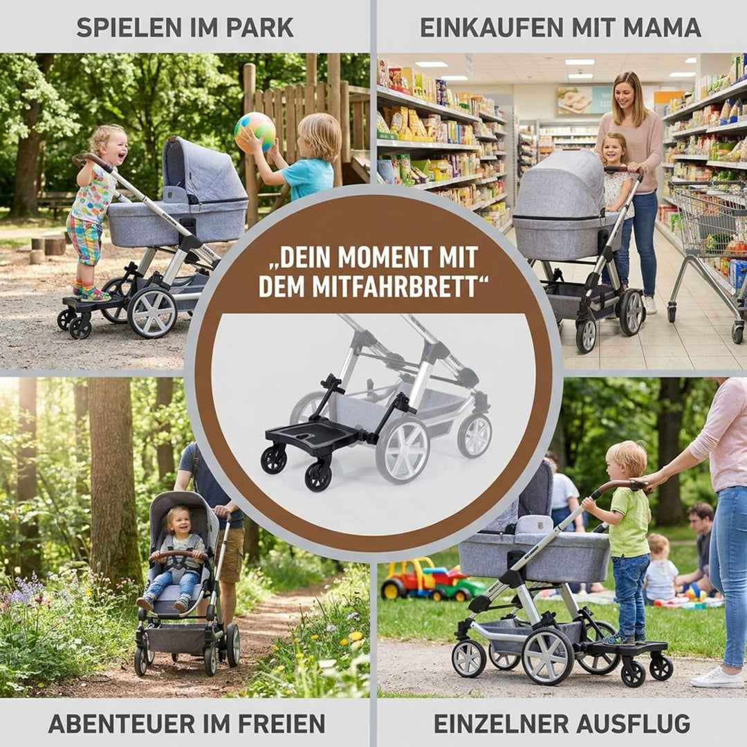 Set ABC Design Trittbrett Kiddie Ride On 2 mit Stoffwindel von Kinderhaus Blaubär | Mitfahrbrett uni