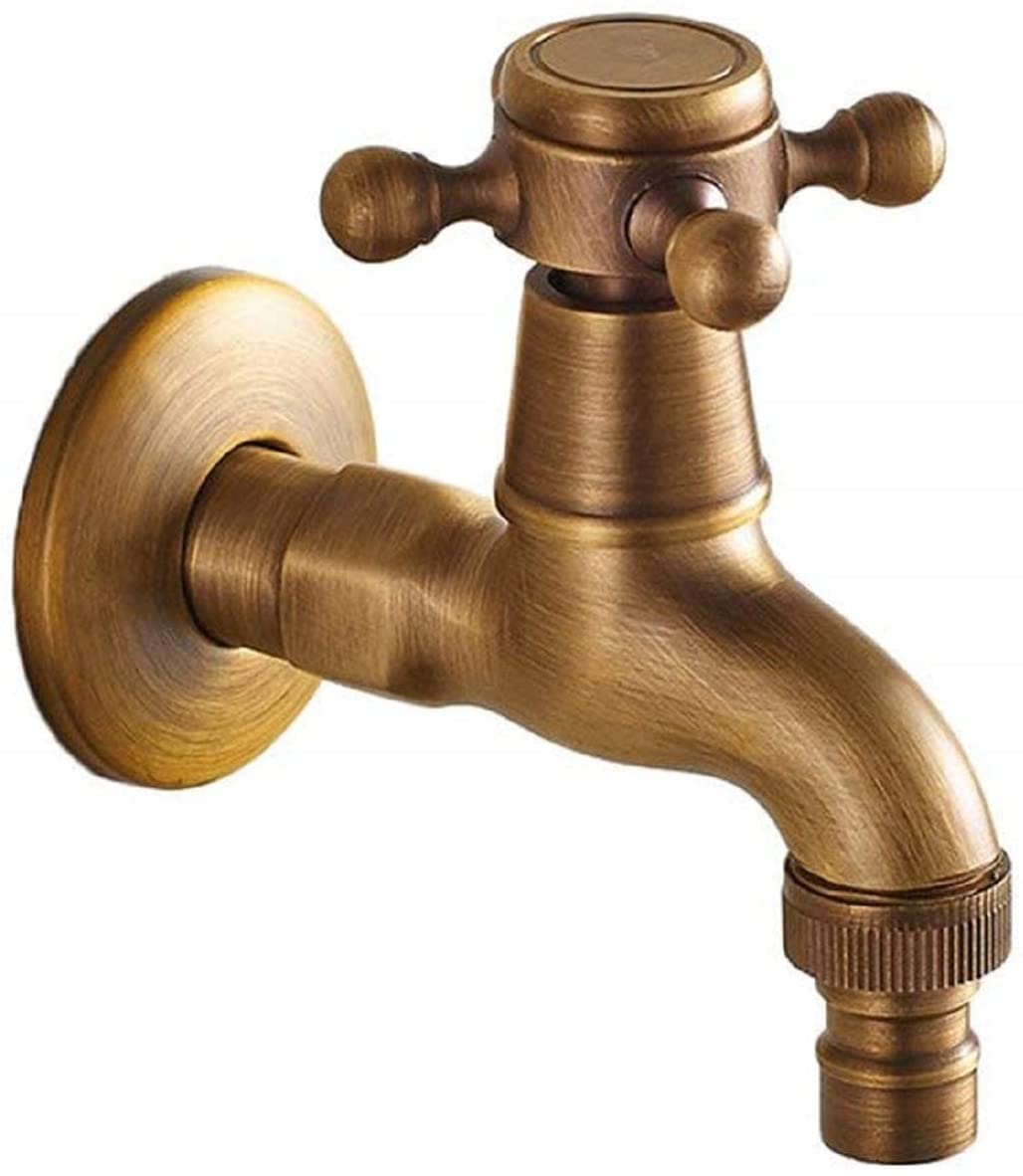 Vintage Wasserhahn Antik Messing 1/2 Zoll Wandmontage für Badezimmer Küche Toilette Garten (ein ausg