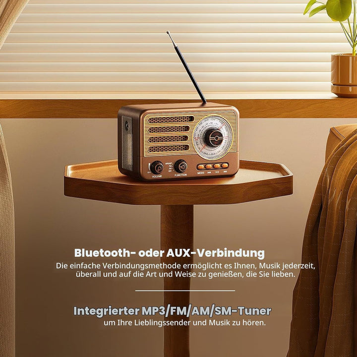 Retro-Transistorradio, batteriebetriebenes AM-FM-SW-Radio, kleines wiederaufladbares tragbares Radio