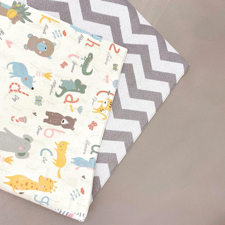 Baby MAT - PLAYMAT - DWINGULER Slim - Zigzag Grey - MEDIUM 180 * 140 * 8mm - Wendbar, Weich, Schadst