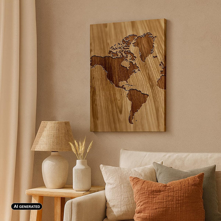 Bilder auf Leinwand Geographie Globus Karte Leinwandbild mit Rahmen 45x80cm Wandbilder Dekoration Wo