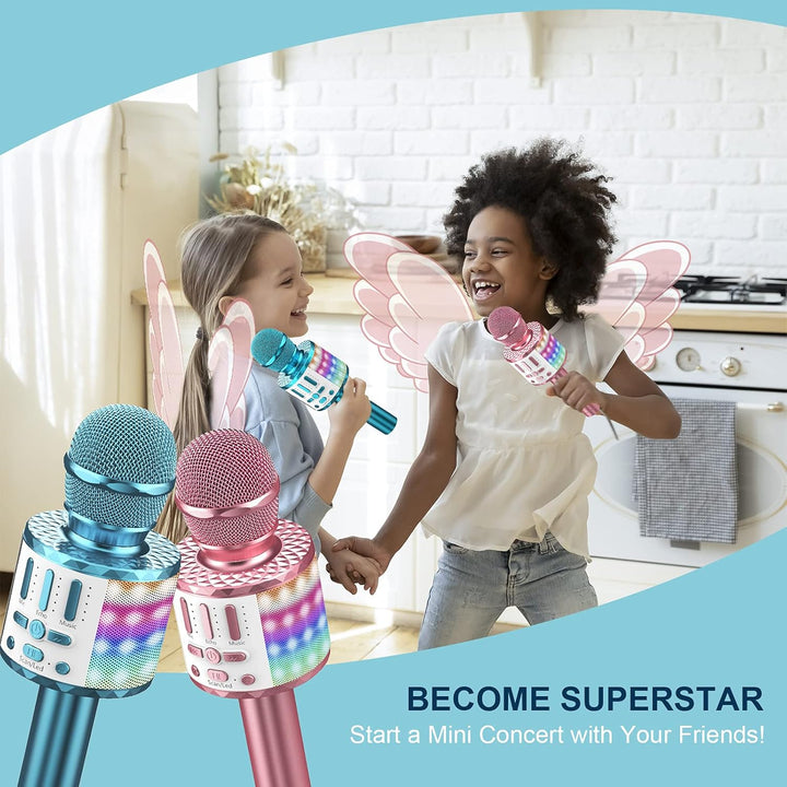 LED Drahtloses Bluetooth Mikrofon zum Singen, Spielzeug Kinder, Heim KTV Karaoke Maschine, Tragbares