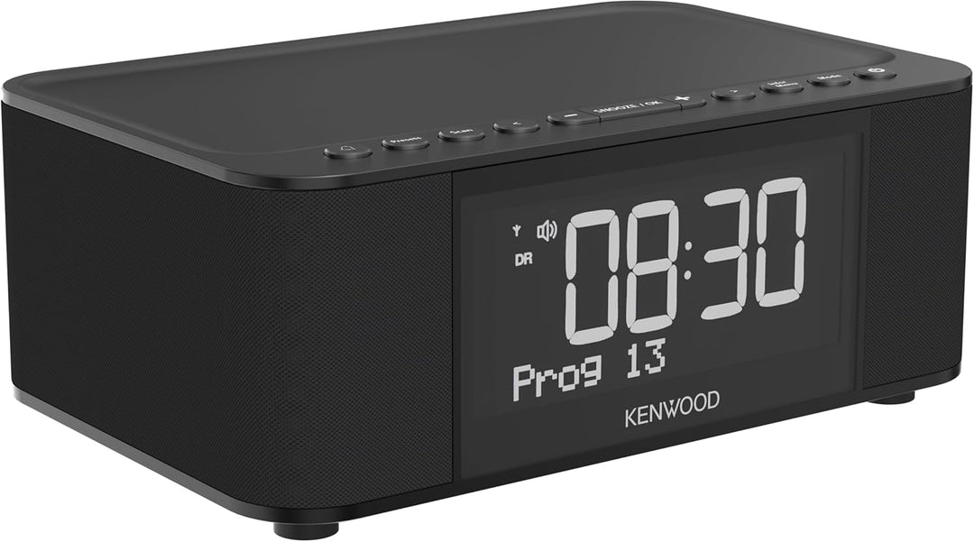 Kenwood CR-ST40DAB-B - Stereo Radiowecker mit 3 Weckzeiten, DAB+, UKW, Bluetooth, USB, Ladefunktion,