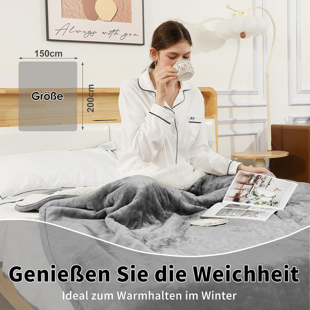 ESTINGO Heizdecke XXL 200x150cm, Elektrische Wärmedecke für Doppelbett, 6 Heizstufen, 10h Timer, Abs