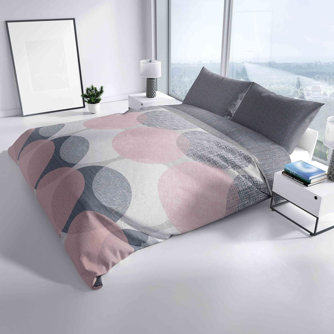 Leonado Vicenti Bettwäsche 4tlg. Baumwolle Renforce 155x220 cm Rosa Grau Kreise Schlafzimmer Set Gar