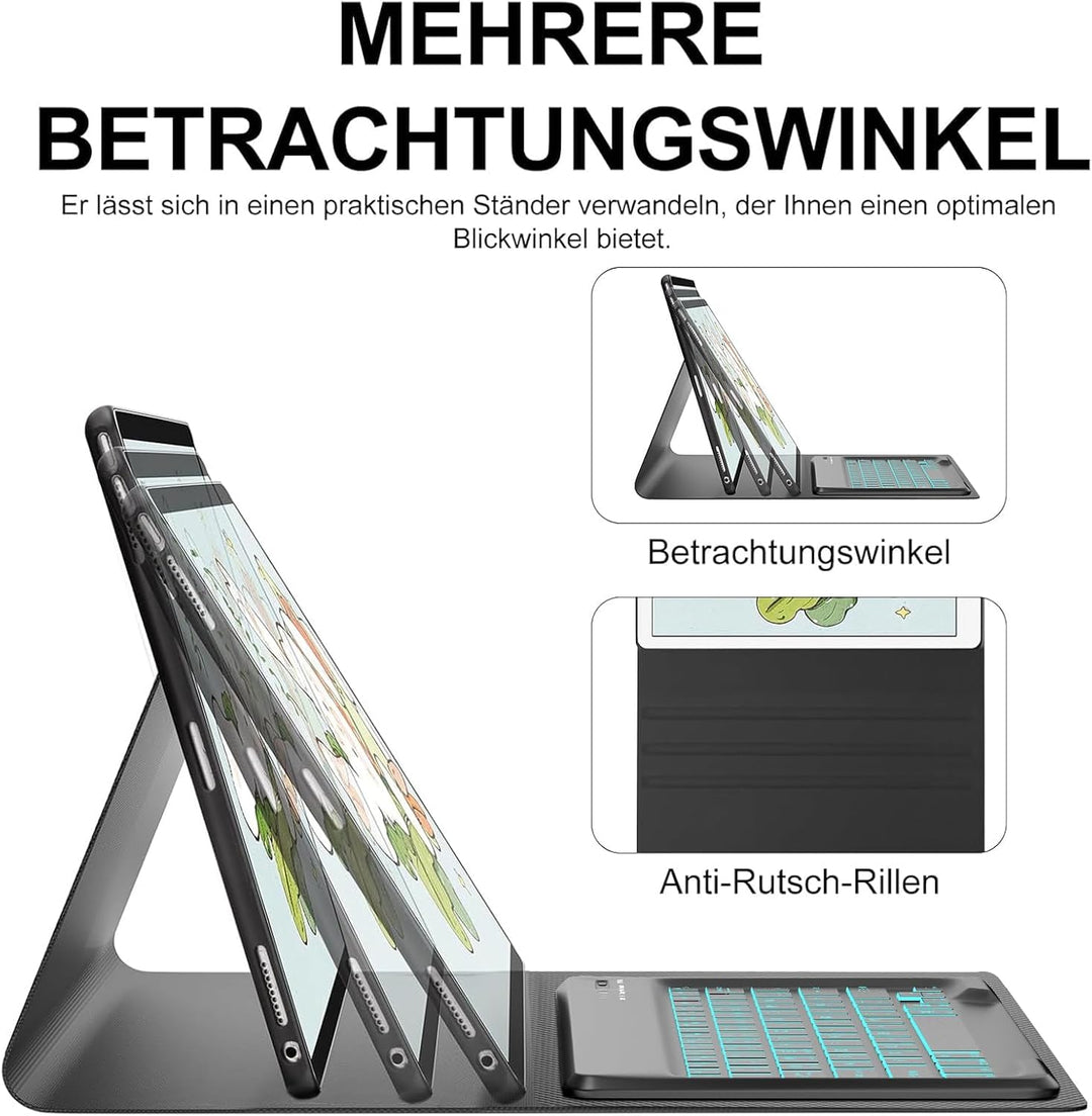 Tastatur für iPad Pro 12.9 2/1 Generation 2017/2015 mit Beleuchtete, Hülle mit Tastatur für iPad Pro