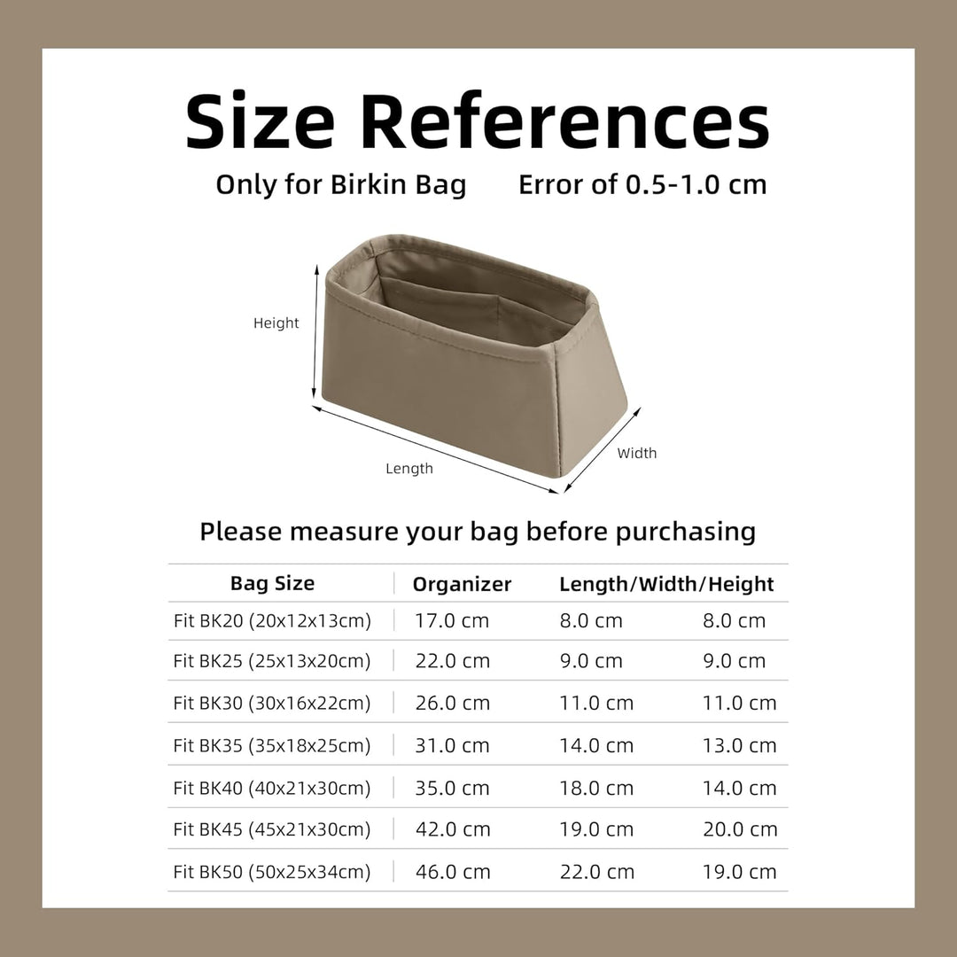 DGAZ Handtaschen Organizer Seide für Birkin 25/30/35/40 Taschen, Taschenorganizer Tasche in Tasche O