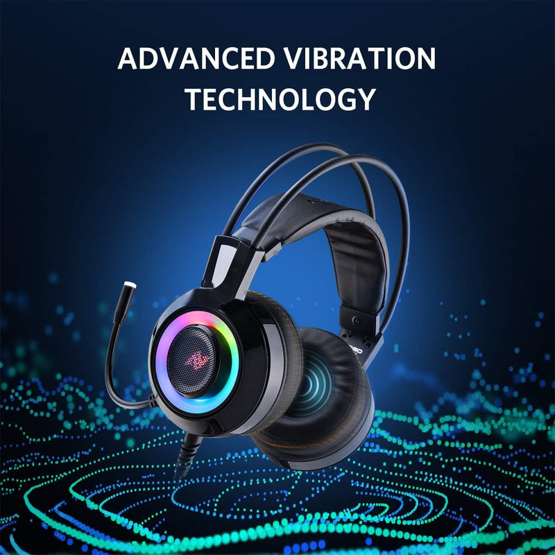 ABKONCORE CH60 Gaming-Headset mit echtem 7.1-Surround-Sound für PC, PS4, Laptop, Bassvibration, Gerä