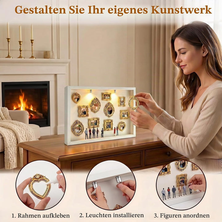 Pipihome DIY Mini Museum Silhouette Box, Miniatur Museum Mini Bilderrahmen Vintage mit LED Licht und