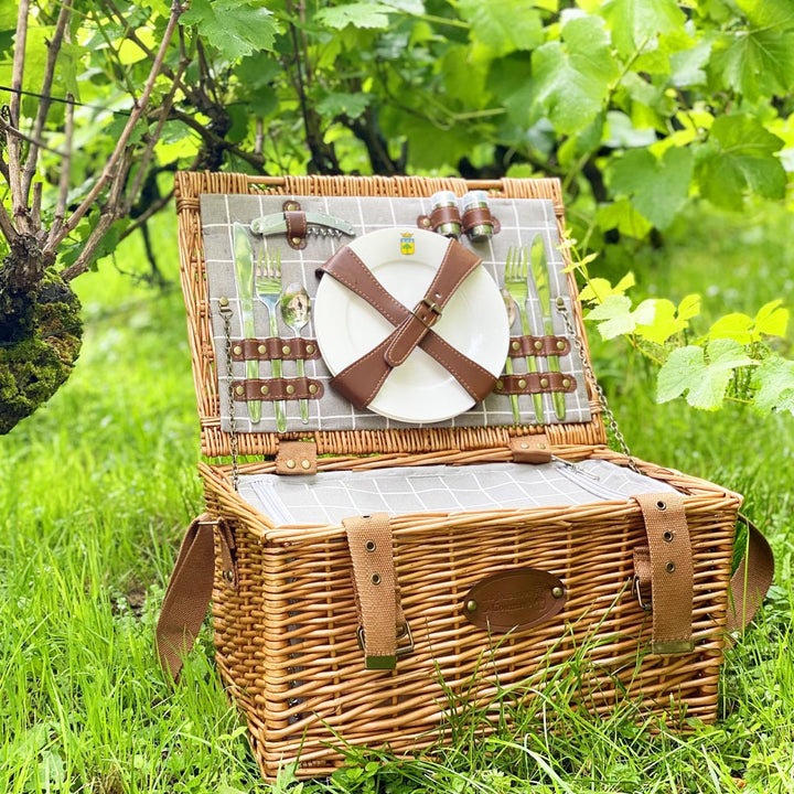 Les Jardins de la Comtesse - Picknick-Korb aus Weidengeflecht Concorde - für 4 Personen, Kühlbox, Te