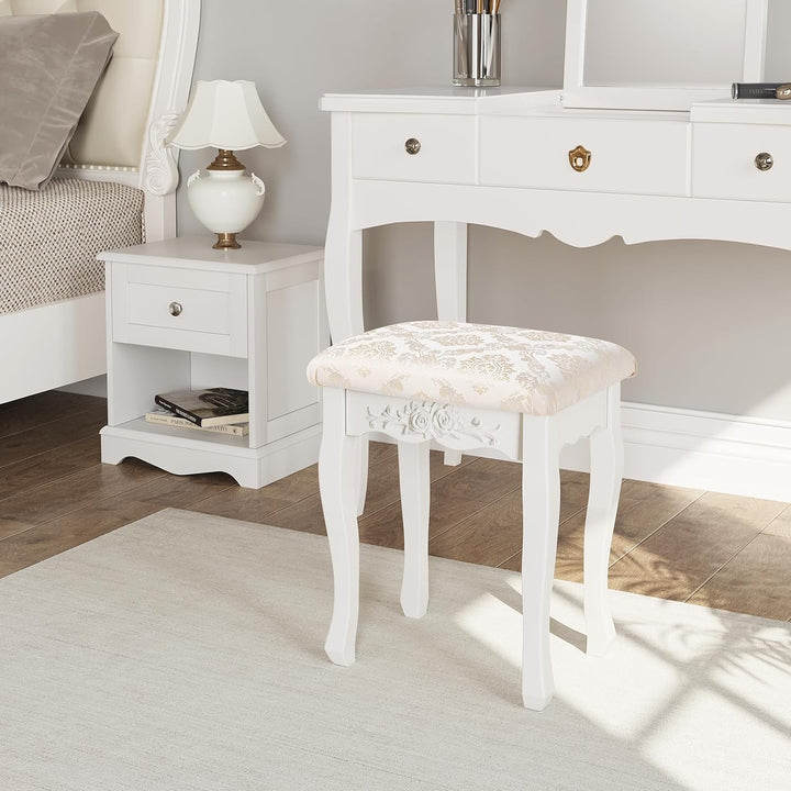 WOLTU MB6011 Schminkhocker Sitzhocker, Landhaus Hocker, Barock Polsterhocker für Schminktisch, MDF H